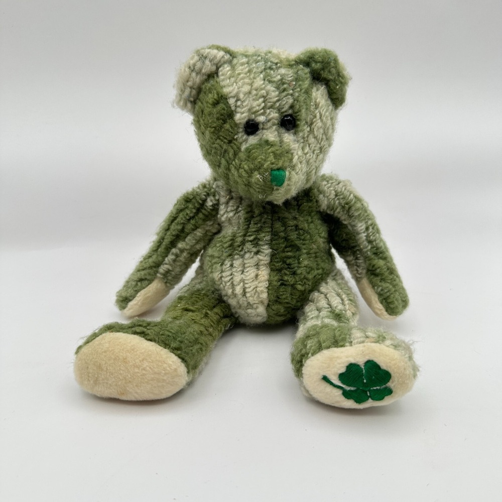 TY‎ Beanie Babies McWooly The Bear Green Small Animal Soft Plush Stuffed Toy